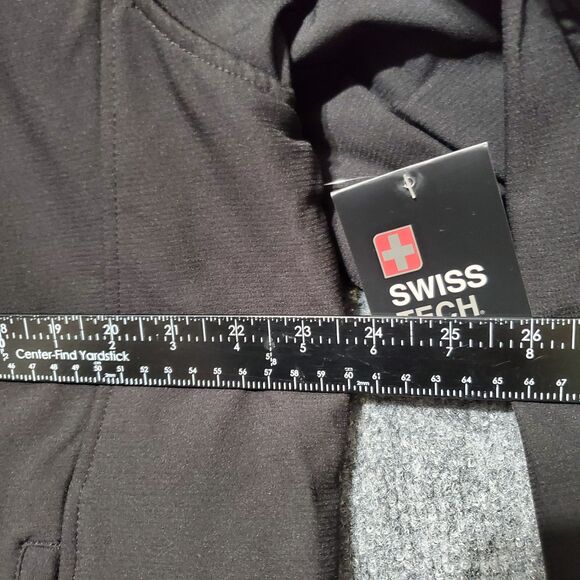NEW Swiss Tech Softshell Jacket Mens Large Rich Black Full Zip Water Resistant - Picture 7 of 11